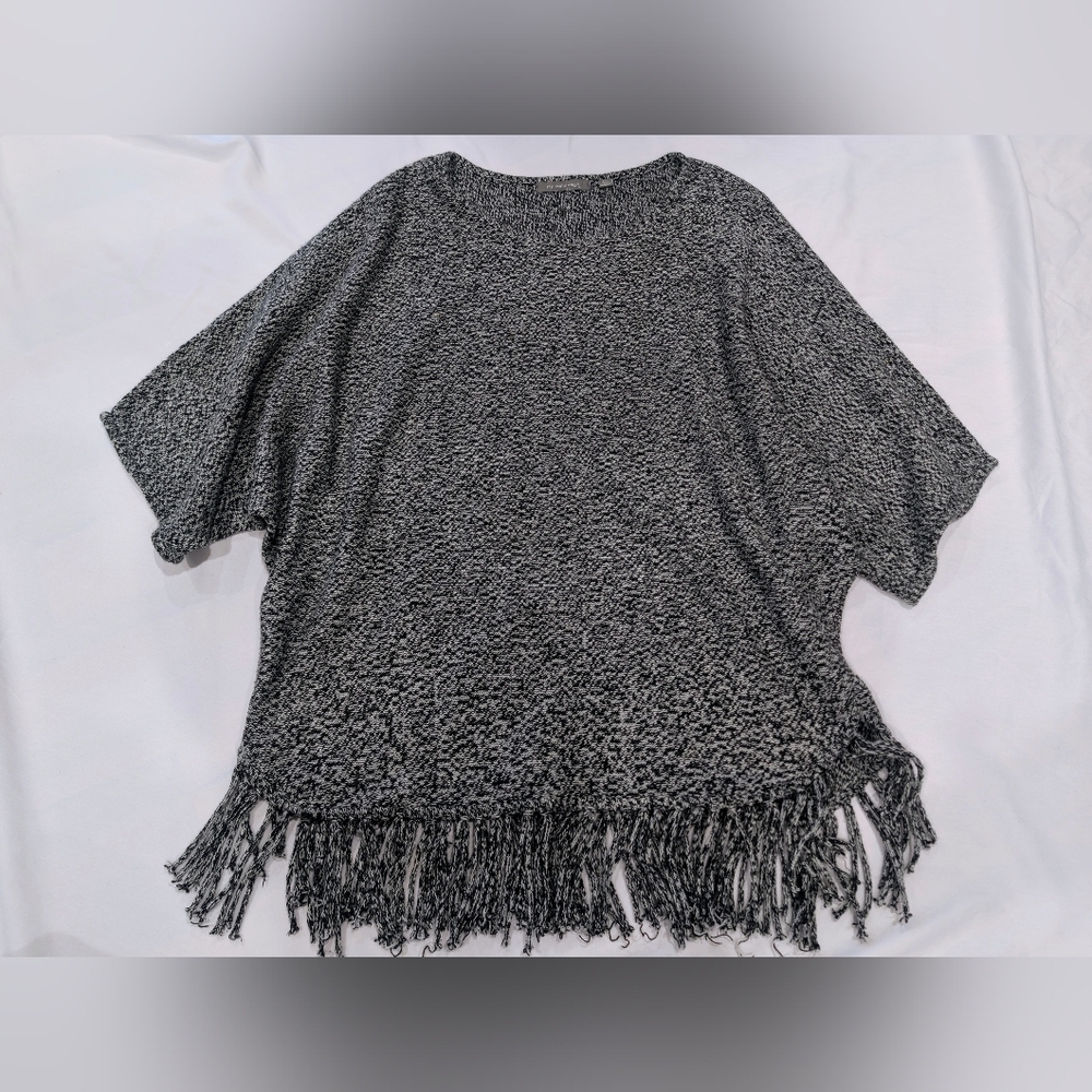 Women's Black and White Fringe Shrug Top Size XL